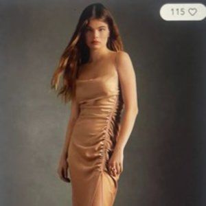 BHLDN Ruched Side Slit Satin Gown